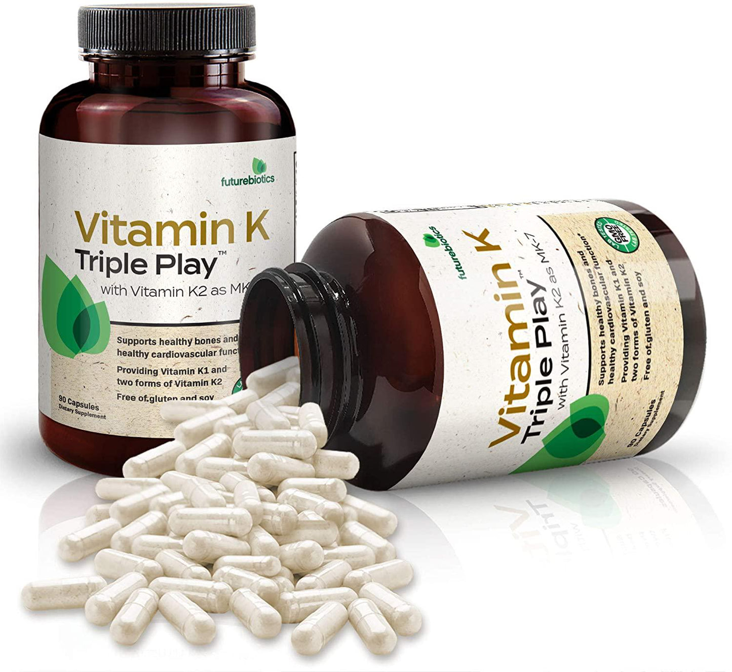 Futurebiotics Vitamin K Triple Play (Vitamin K2 MK7 / Vitamin K2 MK4 / Vitamin K1) Full Spectrum Complex Vitamin K Supplement, 90 Capsules