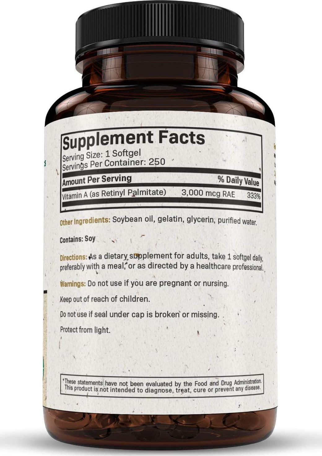 Futurebiotics Vitamin A 10,000 IU Premium Non-GMO Formula Supports Healthy Vision and Immune System and Healthy Growth and Reproduction, 250 Softgels