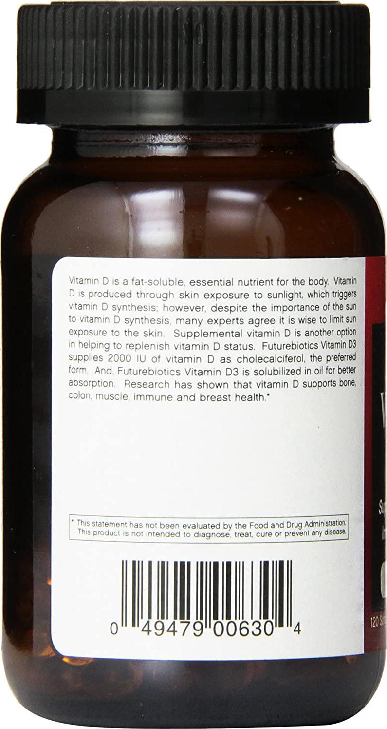 Futurebiotics Vitamin D3 2000 Iu Soft-gels, 120-Count
