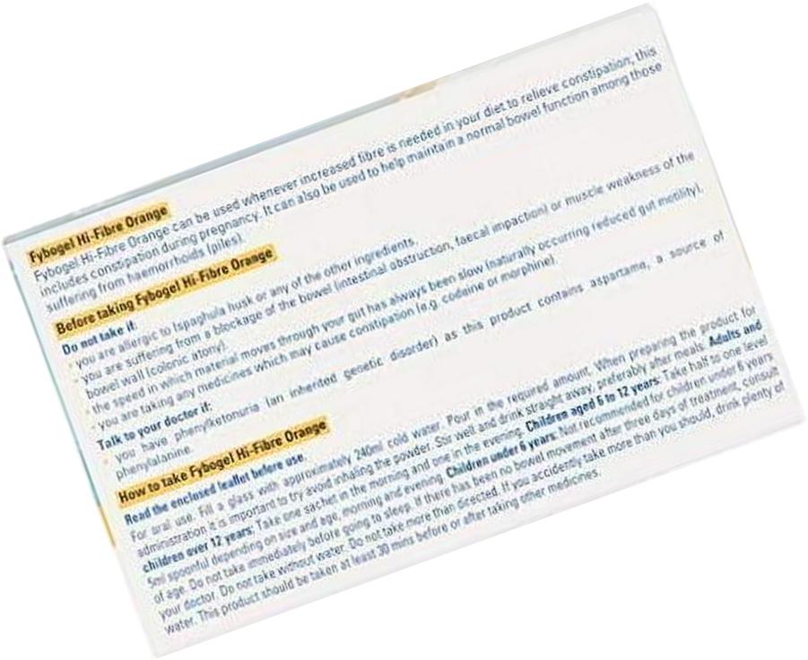 Fybogel Hi-Fibre Orange flavour, 30 sachets