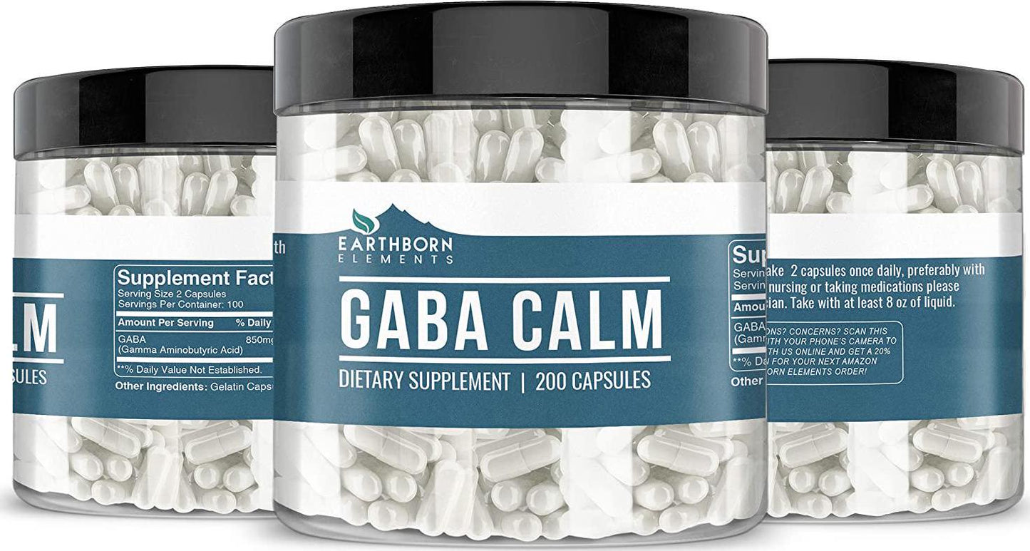 GABA Gamma Aminobutyric Acid, 200 Capsules, 850 mg Serving, Gluten-Free, Made in The USA, No Additives or Fillers, Lab-Tested for Purity, Satisfaction Guaranteed
