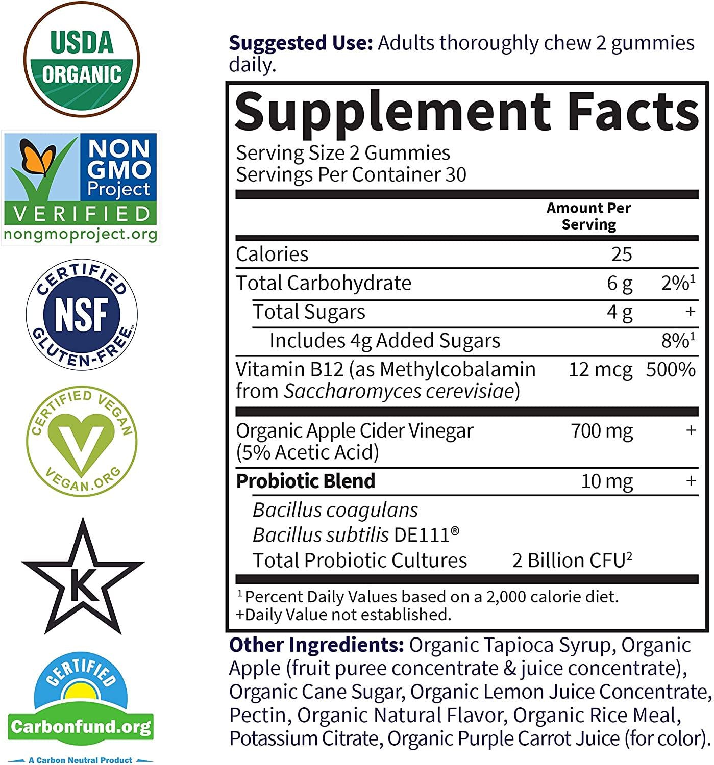 GARDEN OF LIFE Garden Of Life Mykind Organics Apple Cider Vinegar Probiotic 60 Gummies, 60 Count