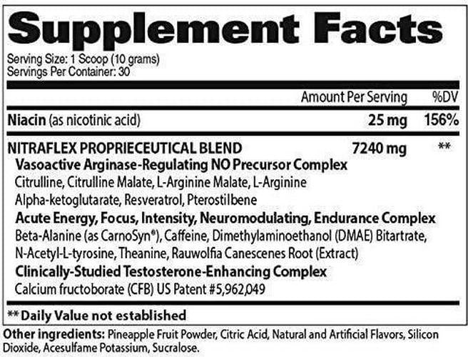GAT Clinically Tested Nitraflex, Testosterone Enhancing Pre Workout, Pineapple, 300 Gram