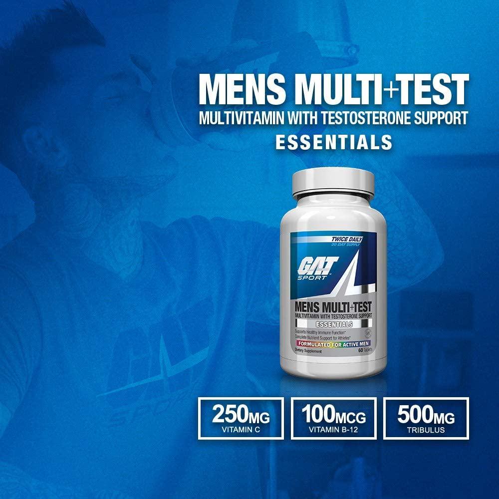 GAT Mens Multi + Test, Premium Multivitamin and Complete Testosterone Boosting Support with Tribulus Terristis, 60 Tablets/30 Servings