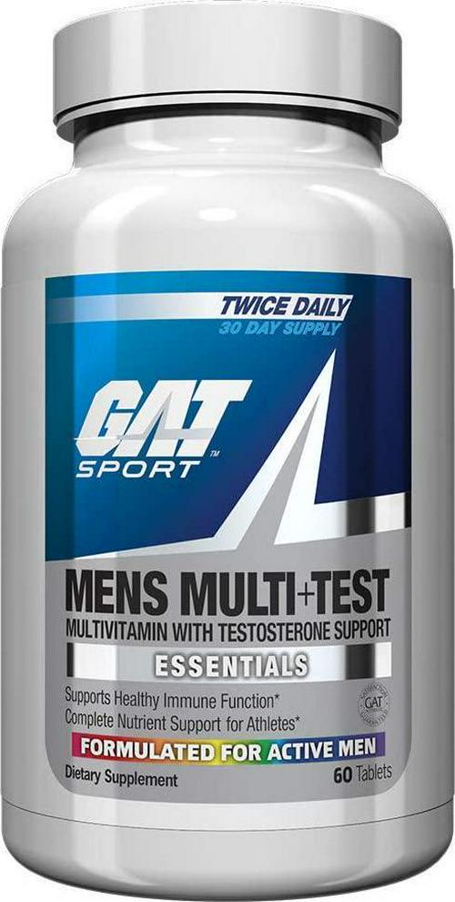 GAT Mens Multi + Test, Premium Multivitamin and Complete Testosterone Boosting Support with Tribulus Terristis, 60 Tablets/30 Servings