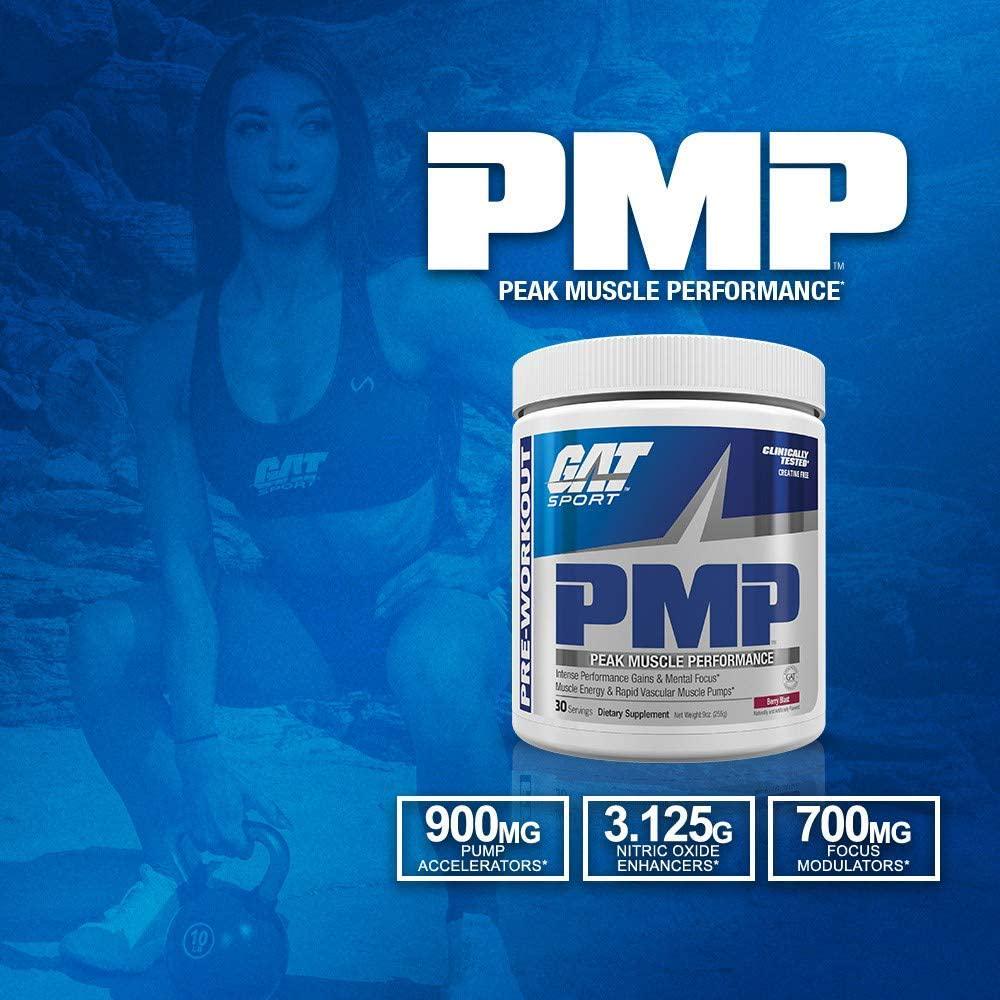 GAT PMP Pre Workout Powder, Berry Blast, 30 Servings