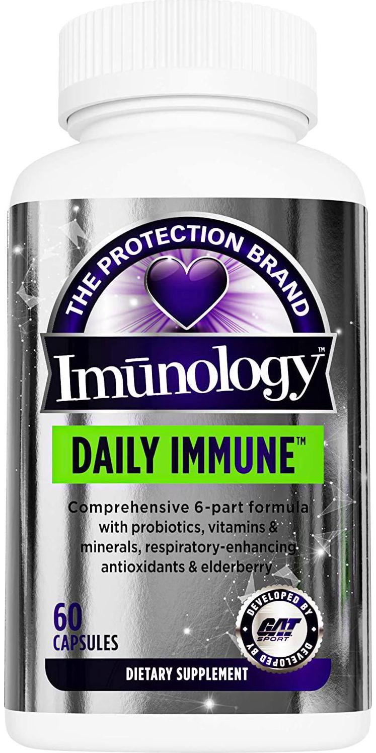 GAT Sport Daily Immune - Natural Healthy Immune Support with Elderberry, Zinc and Probiotics, 60 Capsules