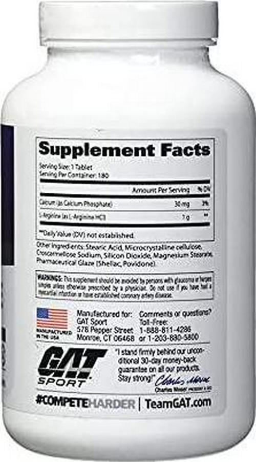 GAT Sport L-Arginine Tablets, 180 Count