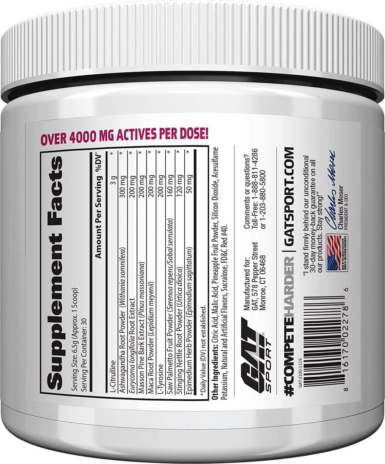 GAT Sport Libido Boost Powder, Male Performance Formula for Enhanced Vitality, Power Punch,6.8 oz