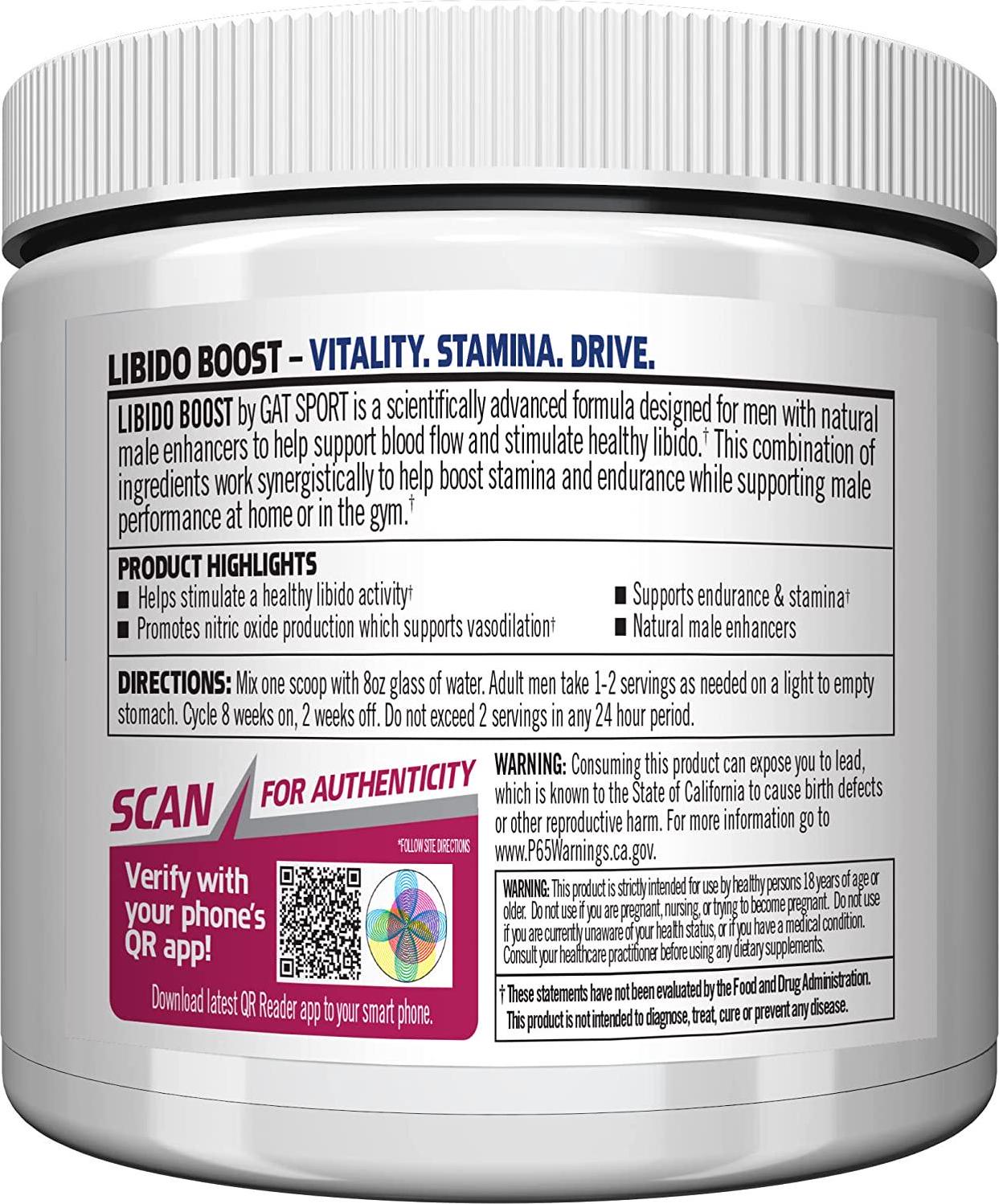 GAT Sport Libido Boost Powder, Male Performance Formula for Enhanced Vitality, Power Punch,6.8 oz