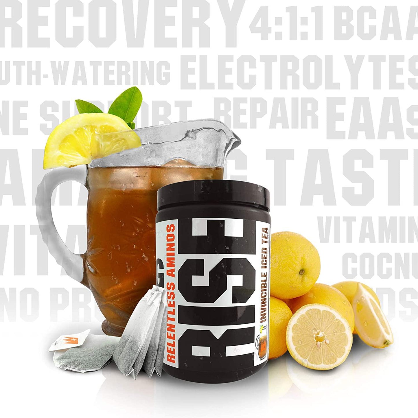 GCode Rise Relentless Aminos (Invincible Iced Tea) Recovery Elixir for Muscle Recovery, Electrolytes and Hydration- 30 Servings