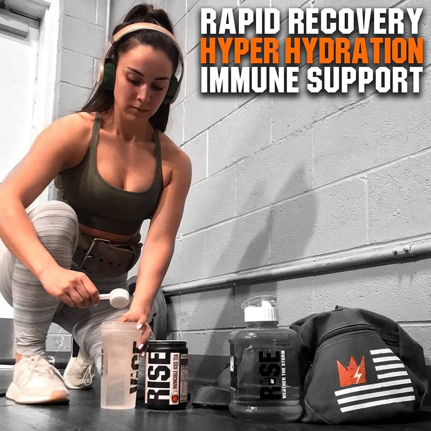 GCode Rise Relentless Aminos (Invincible Iced Tea) Recovery Elixir for Muscle Recovery, Electrolytes and Hydration- 30 Servings