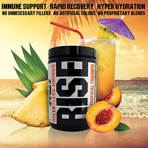 GCode Rise Relentless Aminos (Tropical Triumph) Recovery Elixir for Muscle Recovery, Electrolytes and Hydration- 30 Servings