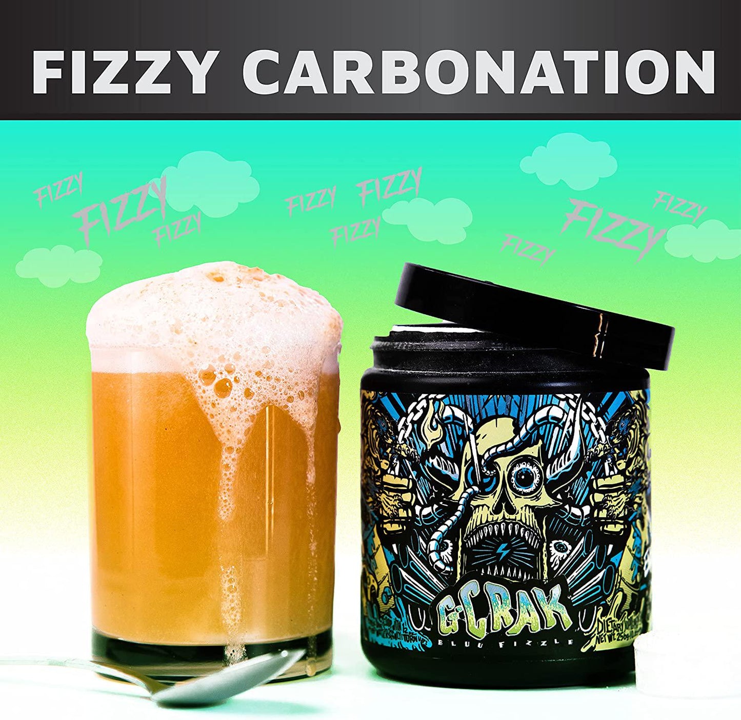 GCrak Energy Mix - Carbonated Natural Pre-Workout Energy Supplement for Focus, Motivation, Drive - for Men and Women