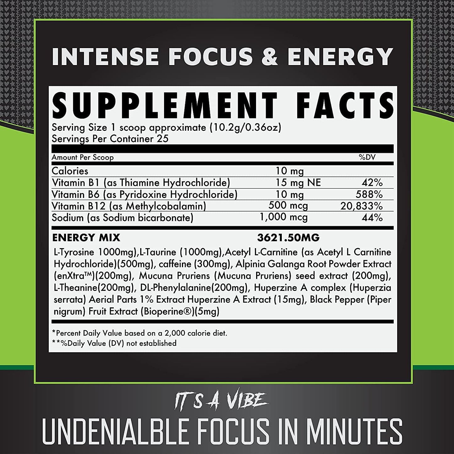 GCrak Energy Mix - Carbonated Natural Pre-Workout Energy Supplement for Focus, Motivation, Drive - for Men and Women