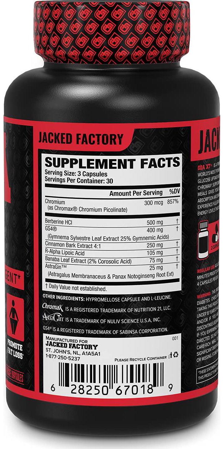 GDA XT Glucose Disposal Agent - Nutrient Partitioning Supplement, Glucose Support w/ GS4, Chromax Chromium, Berberine, More - Powerful Muscle Builder and Body Recomposition Agent - 60 Veggie Capsule
