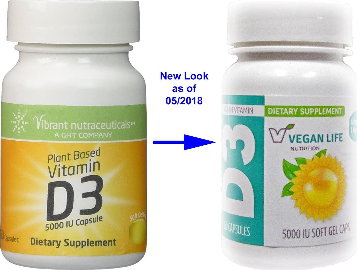 GHT Vegan Life Vitamin D3-5000 IU - 60 Softgel Capsules