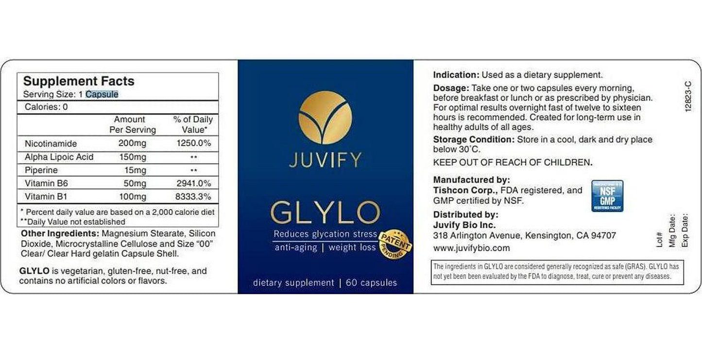 GLYLO - Scientifically formulated Healthy Aging and Weight Management Pill - Reduces Cravings and Menopause Related Weight - 60 Caps