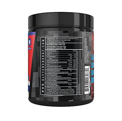 GLYTCH Gaming Energy Supplement Powder | Gamer and Esports Drink Mix for Increased Focus, Stamina, Memory, and Processing Speed | Sugar Free with Vitamins (Loopy Fruits Flavor - 40 Servings)