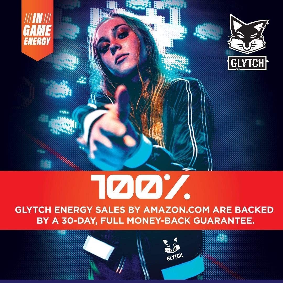 GLYTCH Gaming Energy Supplement Powder | Gamer and Esports Drink Mix for Increased Focus, Stamina, Memory, and Processing Speed | Sugar Free with Vitamins (Sour Grape Ape Flavor - 40 Servings)