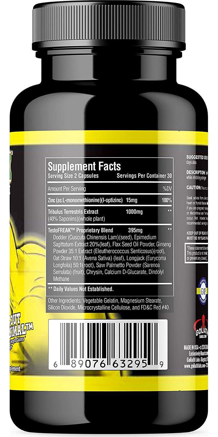 GL TestoFREAK - 100% Natural Testosterone Booster for Size and Strength Gains - Inhibits DHT and Estrogen - Supports Muscle Growth and Recovery - Stimulant Free Made in The U.S.A. Supplement