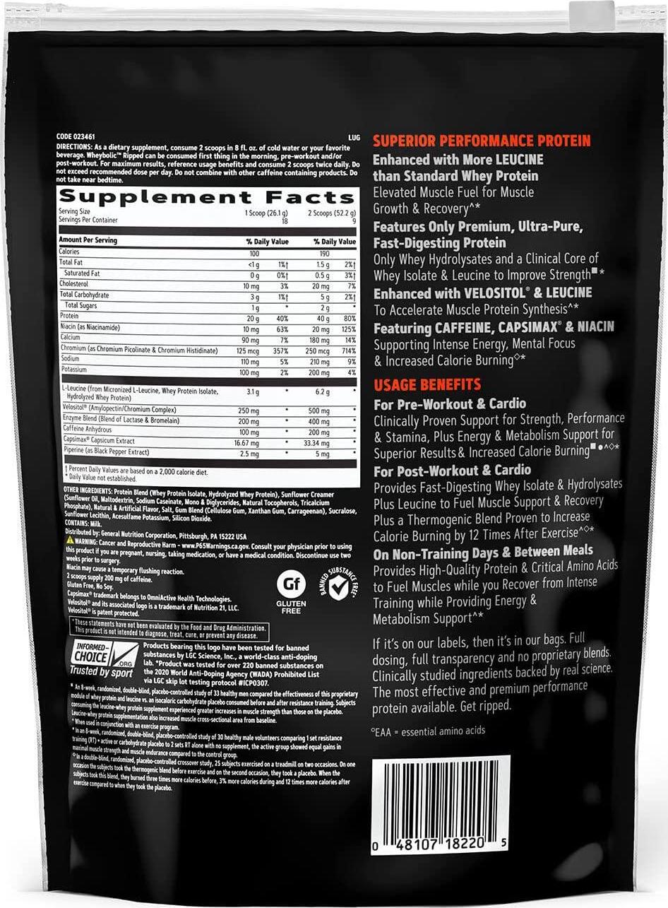 GNC AMP Wheybolic Ripped | Targeted Muscle Building and Workout Support Formula | Pure Whey Protein Powder Isolate with BCAA | Gluten Free | 9 Servings | Classic Vanilla