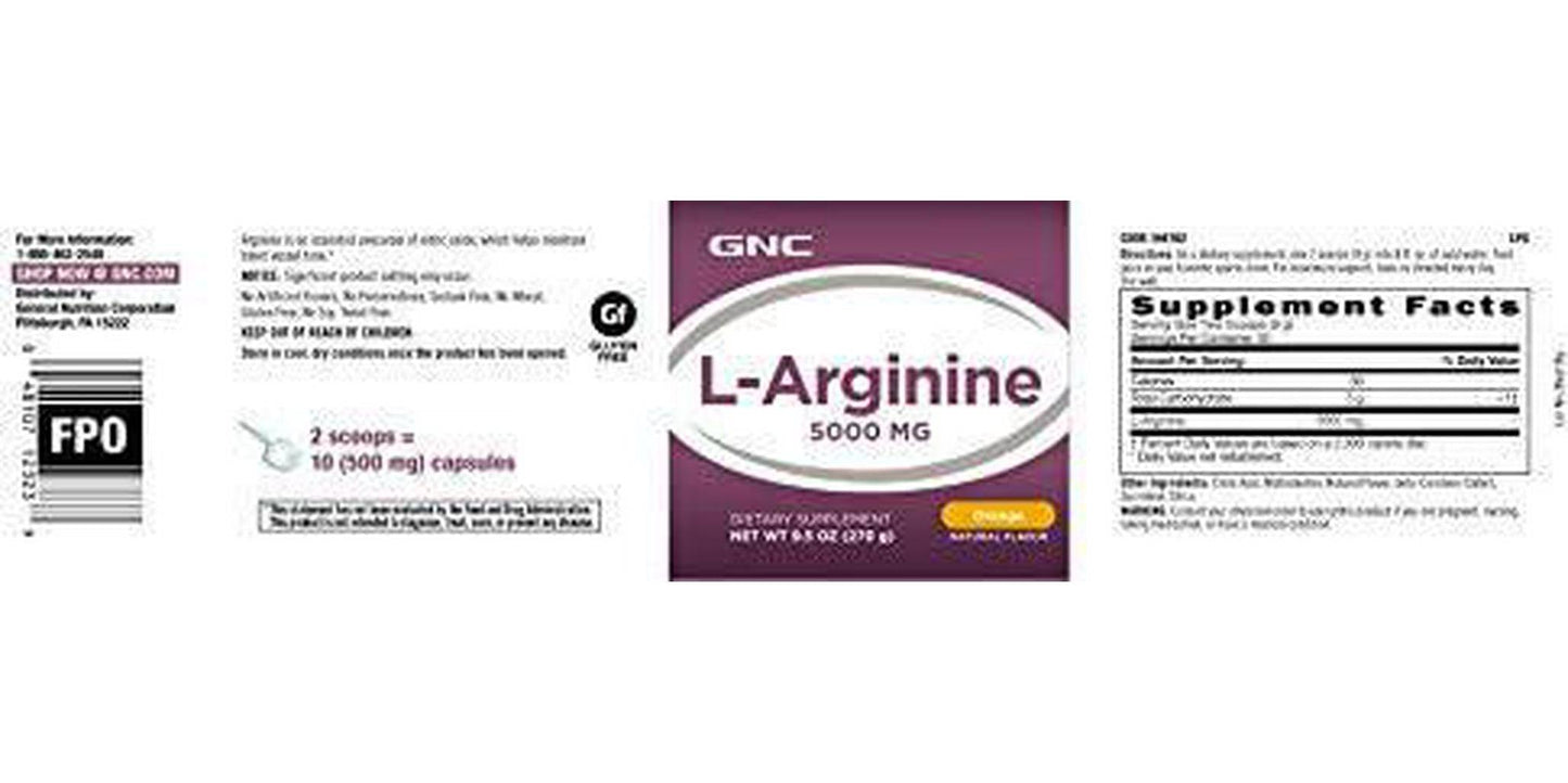 GNC L-Arginine Powder 5000mg 9.5oz(270g)