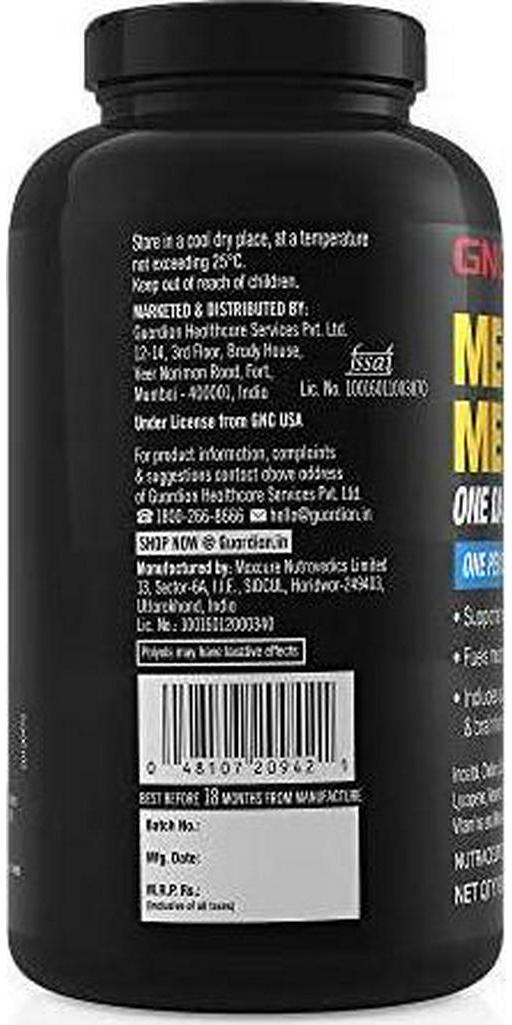 GNC Mega Men One Daily Multivitamin for Men, 60 Count, Take One A Day for 19 Vitamins and Minerals, Supports Muscle Performance, Energy, Metabolism, Brain, and Immune System