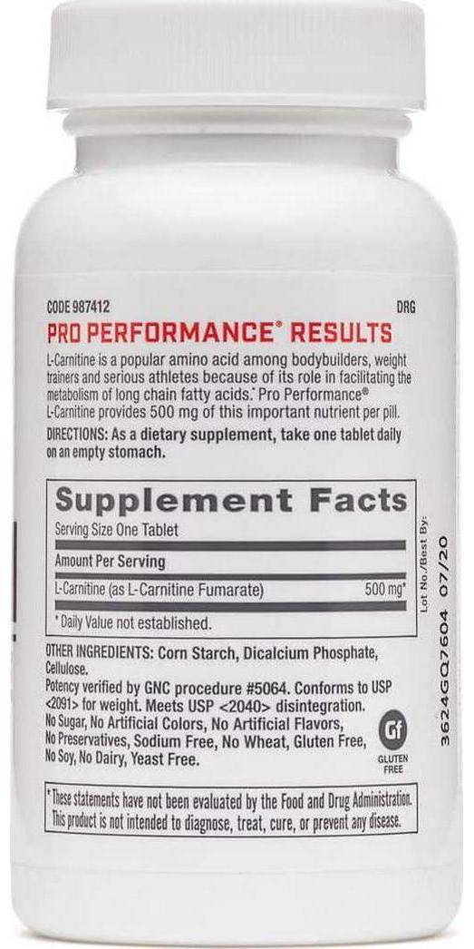 GNC Pro Performance L-Carnitine, 60 Tablets, Supports Muscle Recovery