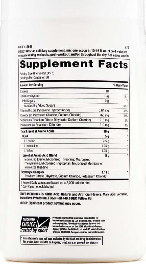 GNC Pro Performance Essential Amino Complete, Tangy Orange, 30 Servings, Supports Muscle Recovery