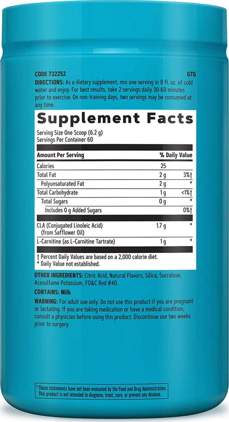 GNC Total Lean CLA + Carnitine | Improves Body Composition and Fuels Muscle Recovery, Stimulant Free and Sugar Free | Berry Sorbet | 60 Servings