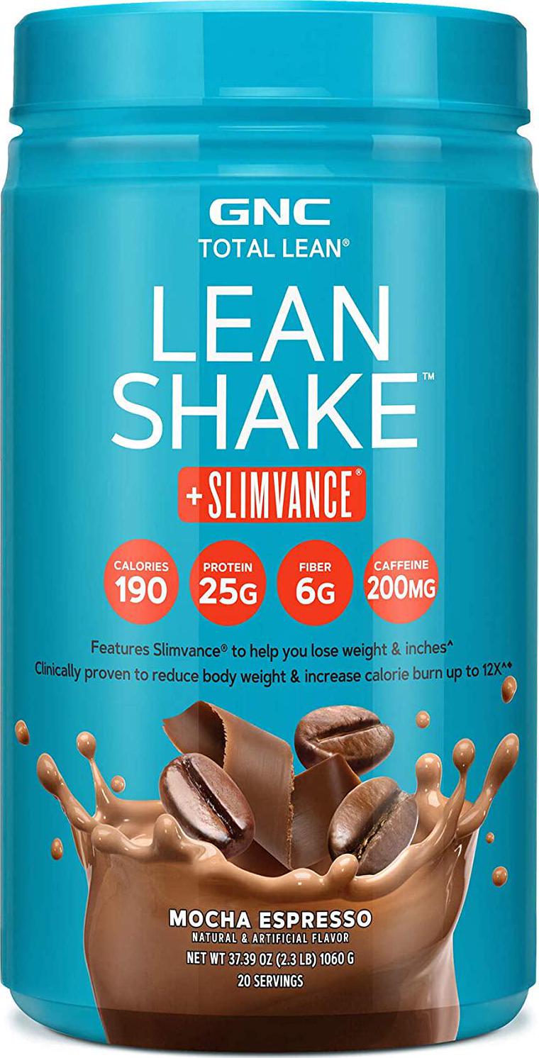 GNC Total Lean | Lean Shake + Slimvance | Weight Loss Protein Powder with 200mg of Caffeine | Mocha Espresso | 20 Servings