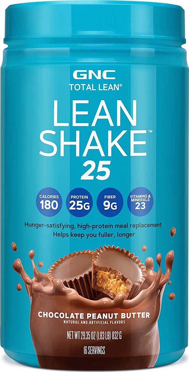 GNC Total Lean | Lean Shake 25 Protein Powder | High-Protein Meal Replacement Shake | Chocolate Peanut Butter | 16 Servings