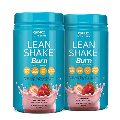 GNC Total Lean | Lean Shake Burn, Protein Powder | Hunger Satisfying, High Protein Blend, Proven to Burn 3X More Calories | Strawberry | 16 Servings