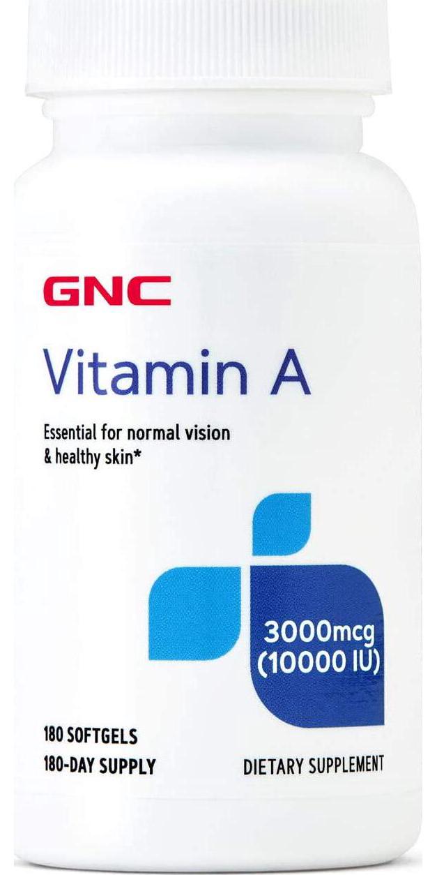 GNC Vitamin A 3000mcg (10000IU), 180 Softgels, Promotes Normal Vision and Healthy Skin