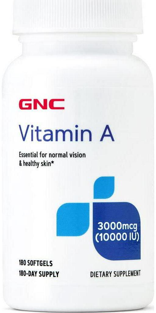 GNC Vitamin A 3000mcg (10000IU), 180 Softgels, Promotes Normal Vision and Healthy Skin