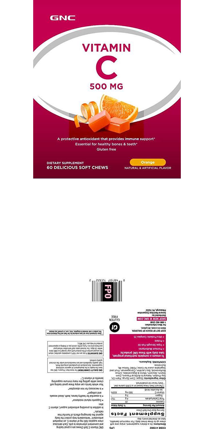 GNC Vitamin C Soft Chews 500mg - Orange