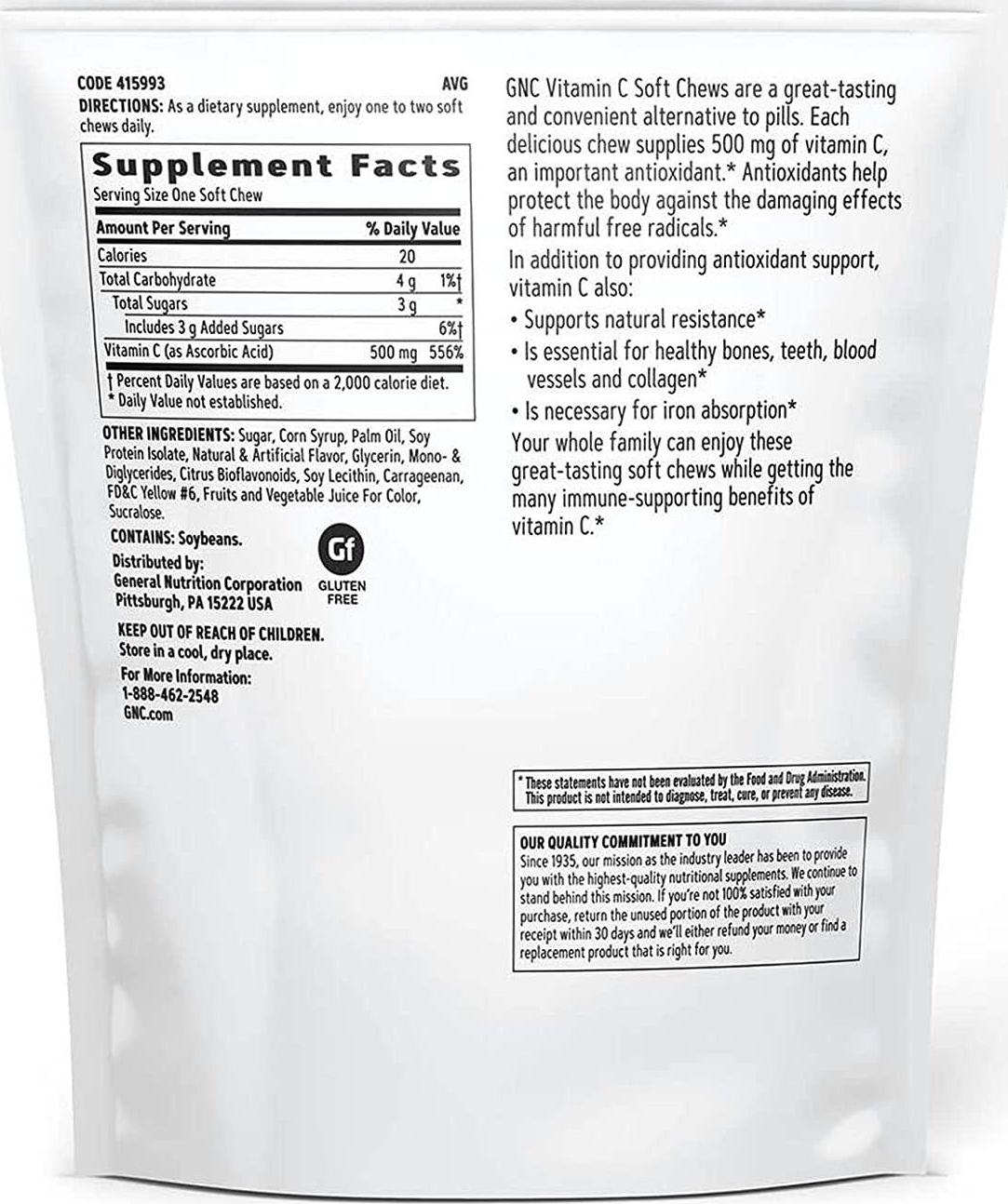 GNC Vitamin C Soft Chews 500mg - Orange