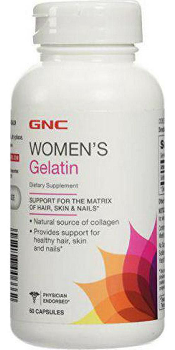 GNC Women's Gelatin Supplement |Supports Healthy Hair, Skin and Nails |Natural Collagen Source | 60 Capsules