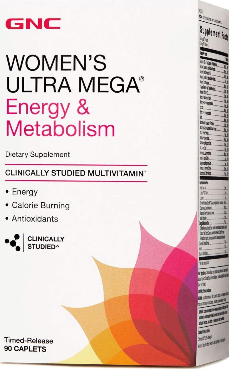 GNC Womens Ultra Mega Energy and Metabolism Multivitamin for Women, 90 Count, for Increased Energy, Metablism, and Calorie Burning