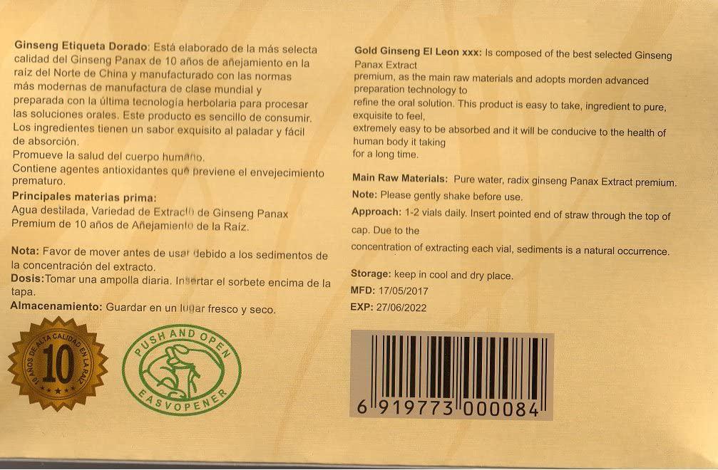 GOLD GINSENG ETIQUETA DORADO EL LEON XXX