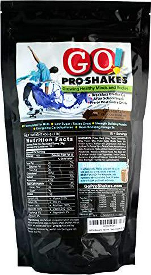 GO! Pro Shakes | Great Tasting Protein Powder Smoothie Drink for Kids Teens Growth Strength | Healthy Snack | Digestive Enzymes | No Added Sugar | Rich Chocolate Flavor | Nutrition Sports by Skinny Jane (Chocolate)