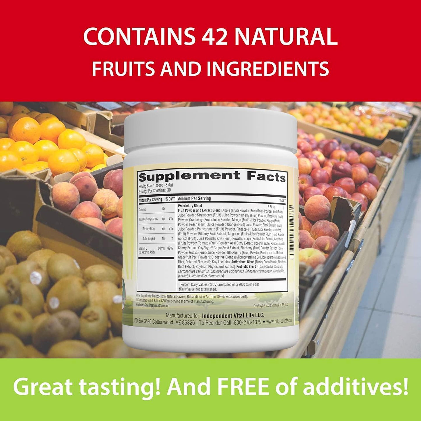 GO Ruby GO! - Nutritional Red Superfood Powder Juice, Loaded with 42 Plant-Based Antioxidants and Fruit Extracts, Effective Probiotics, Fortifying and Healthy Superior Energy, Better Immunity and Digestion