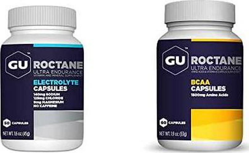 GU Energy Roctane Ultra Endurance Variety Pack; Electrolyte Capsules and BCAA Branch Chain Amino Acid with Vitamin B Capsules, 2 Bottles (110 Total)