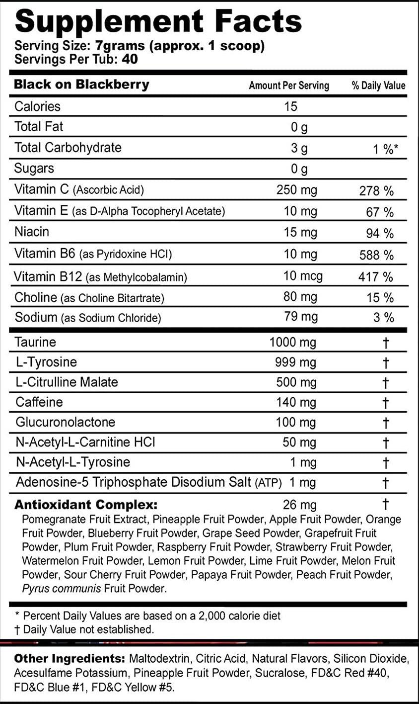 G Fuel Black on Blackberry Tub (40 Servings) Elite Energy and Endurance Powder 9.8oz