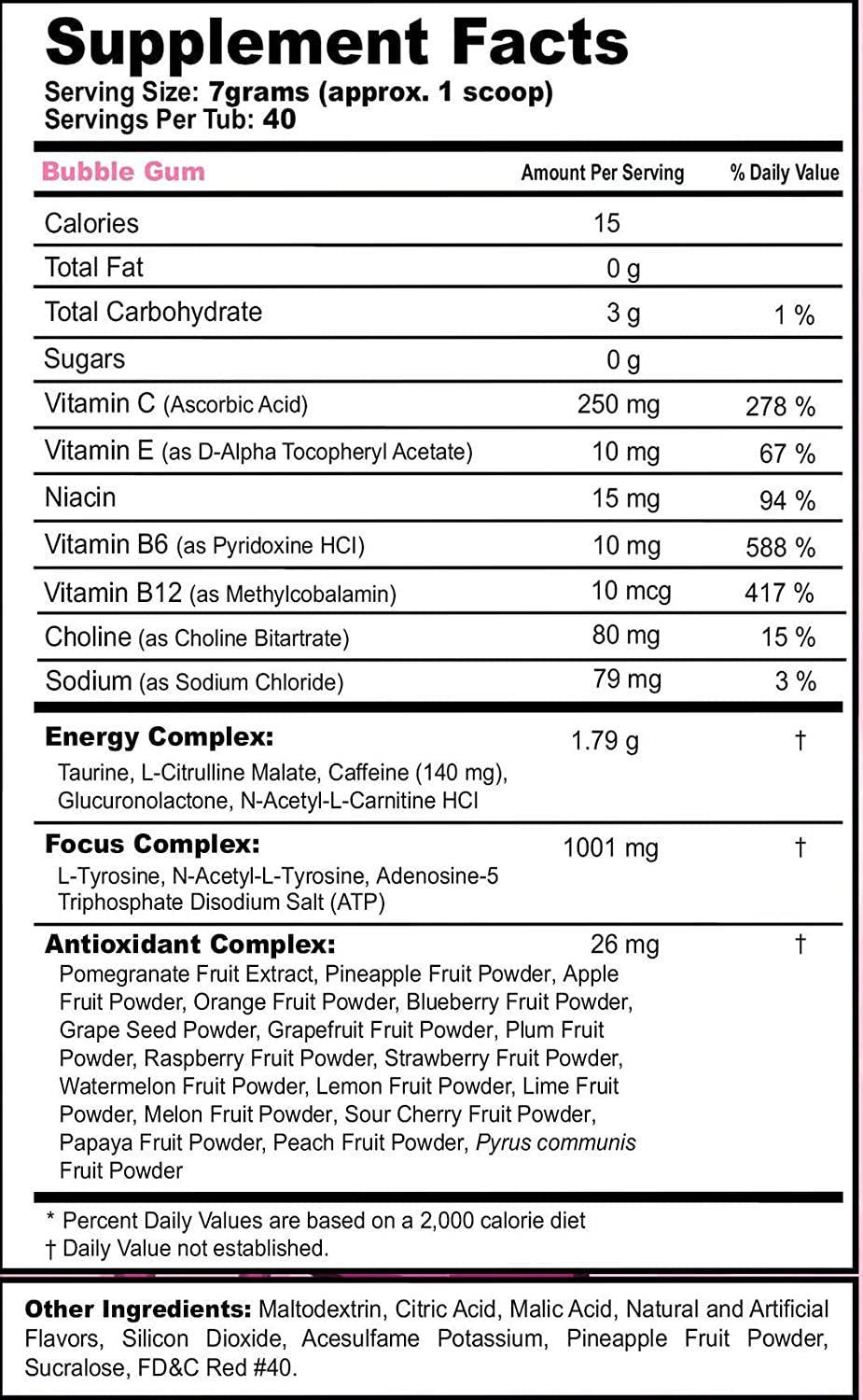 G Fuel Bubble Gum Flavor (40 Servings) Elite Energy and Endurance Powder 9.8 oz.