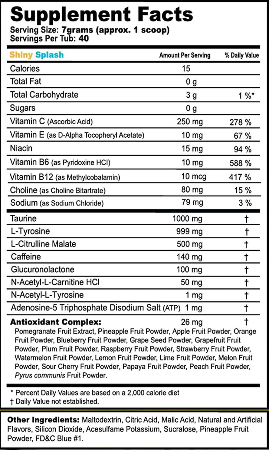 G Fuel Shiny Splash Elite Energy Powder Inspired by aDrive, 9.8 oz (40 Servings)