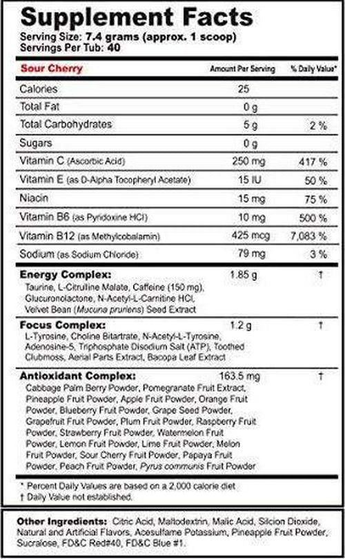 G Fuel Sour Cherry Tub 10.44 oz (40 Servings) Elite Energy and Endurance Formula