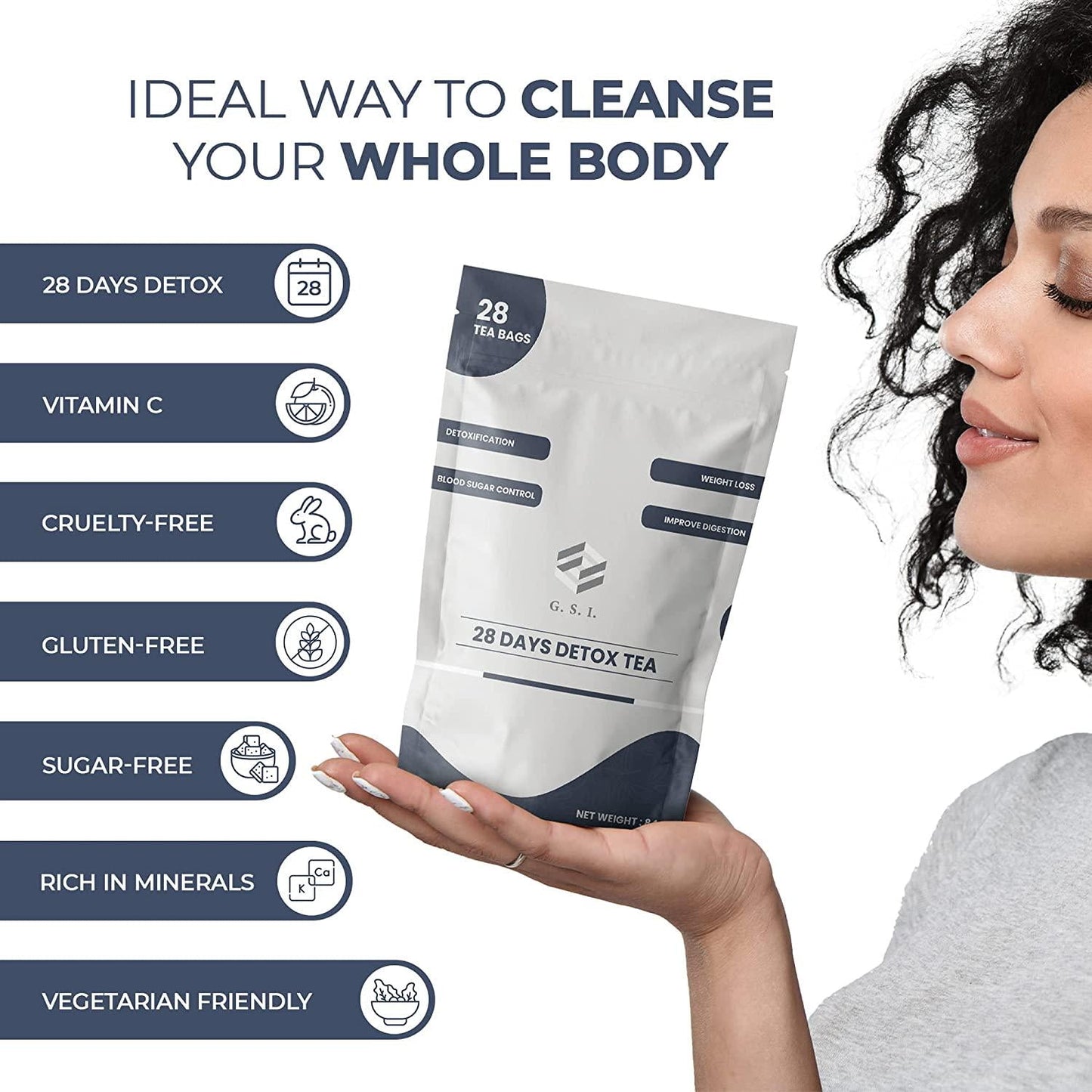 G. S. I. Detox Tea - Detox Tea for Weight Control - Detox Cleanse Herbal Tea Bags for Eliminating Toxins and Accelerate Digestion - 28-Days Liver and Body Cleanse 28-Days Improves Alertness and Mood