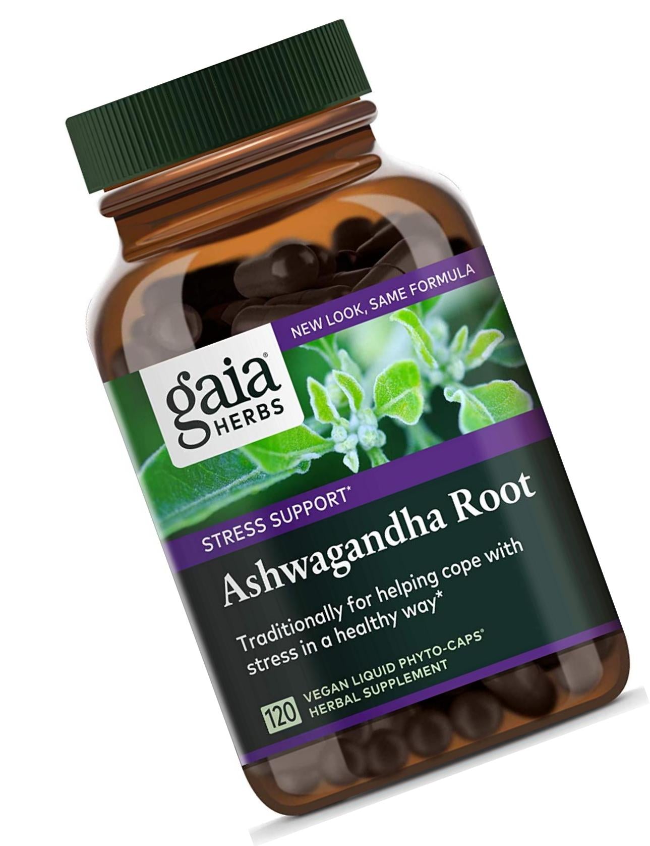 Gaia Herbs Ashwagandha Root, For Stress Relief, Immune Support, Balanced Energy Levels and Mood Support, Vegan Liquid Capsules, 120 Count